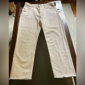 No-stretch off-white Banana Republic jeans.